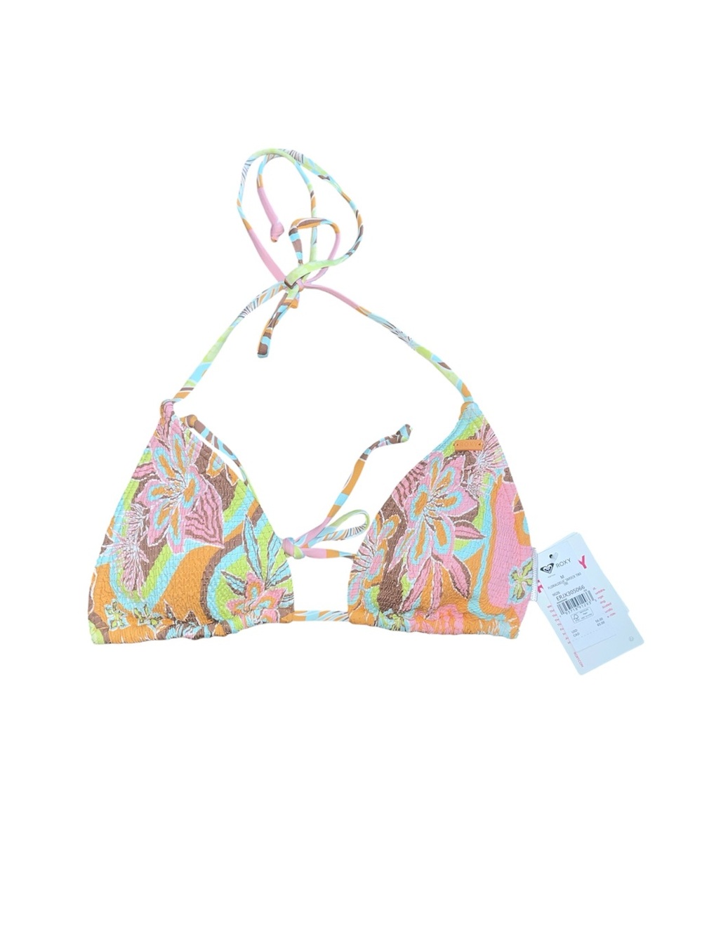 NWT Roxy floral smocked bikini top